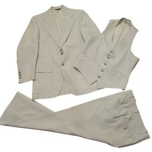 Merit 3 Piece Suit Light Green Vintage 70s Disco Cosplay Costume Summer USA